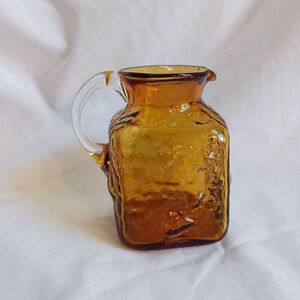 Pilgrim Glass Amber Nugate Pitcher Creamer Vintage 5 Inch